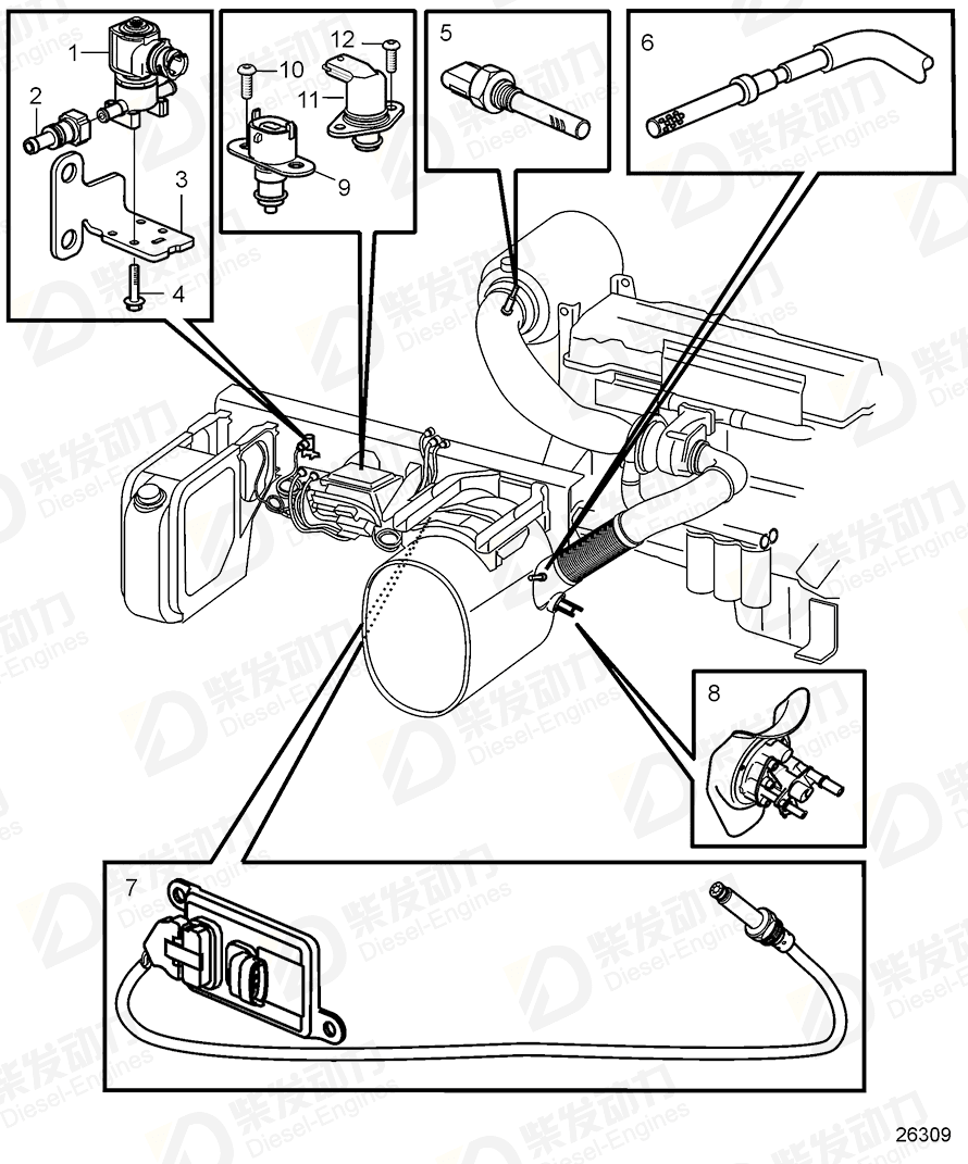 volvo penta Solenoid valve, tank, heater 20750480 Drawing volvo penta Solenoid valve, tank, heater 20750480 Drawing